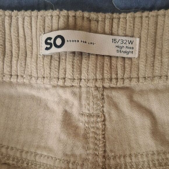 SO Women's Tan High Rise Straight Corduroy Pants size 15 - Picture 4 of 7